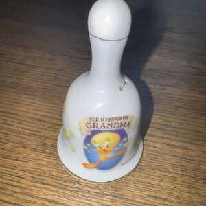 VTG Tweety Bird For "My Favorite Grandma" 3 3/4" Porcelain Bell 2000 Warner Bros